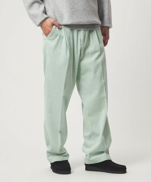 green label relaxing/グリーンレーベル リラクシング コーデュロイ ワイド 1プリーツ W4 ワイドパンツ LIME L