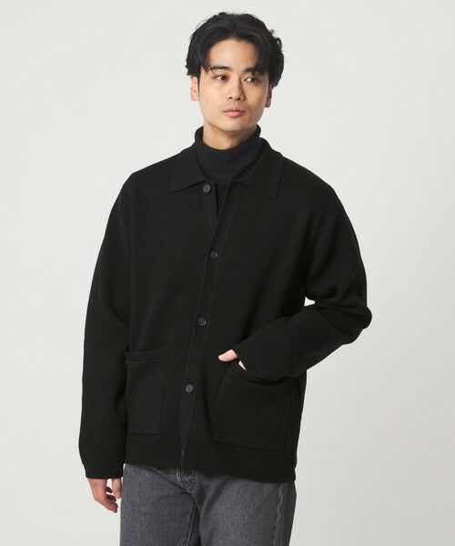 green label relaxing / グリーンレーベル リラクシング カーディガン・ボレロ | コットン ポリエステル ポロ カーディガン(BLACK)