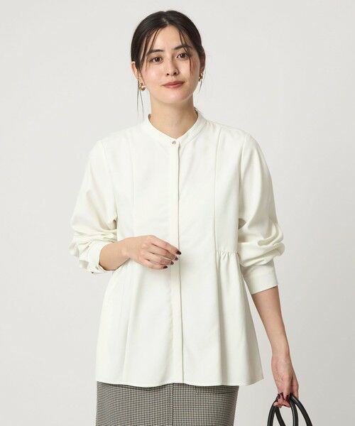 green label relaxing / グリーンレーベル リラクシング シャツ・ブラウス | スタンドカラー ペプラム ブラウス | 詳細1