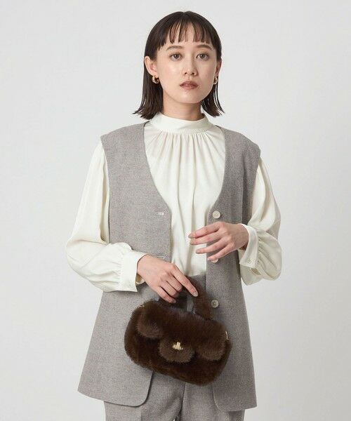 green label relaxing / グリーンレーベル リラクシング シャツ・ブラウス | サテン スタンドネック ギャザー ブラウス | 詳細2