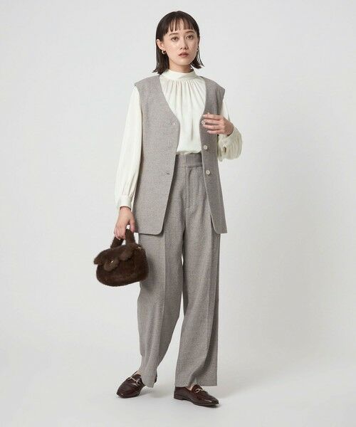 green label relaxing / グリーンレーベル リラクシング シャツ・ブラウス | サテン スタンドネック ギャザー ブラウス | 詳細3