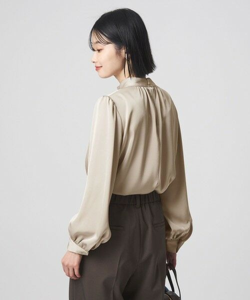green label relaxing / グリーンレーベル リラクシング シャツ・ブラウス | サテン スタンドネック ギャザー ブラウス | 詳細7