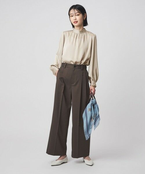 green label relaxing / グリーンレーベル リラクシング シャツ・ブラウス | サテン スタンドネック ギャザー ブラウス | 詳細8