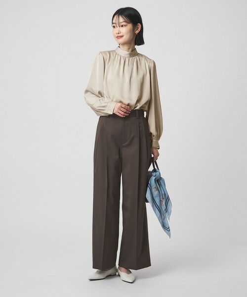 green label relaxing / グリーンレーベル リラクシング シャツ・ブラウス | サテン スタンドネック ギャザー ブラウス | 詳細9