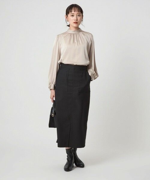 green label relaxing / グリーンレーベル リラクシング シャツ・ブラウス | サテン スタンドネック ギャザー ブラウス | 詳細8