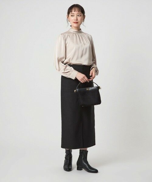 green label relaxing / グリーンレーベル リラクシング シャツ・ブラウス | サテン スタンドネック ギャザー ブラウス | 詳細7