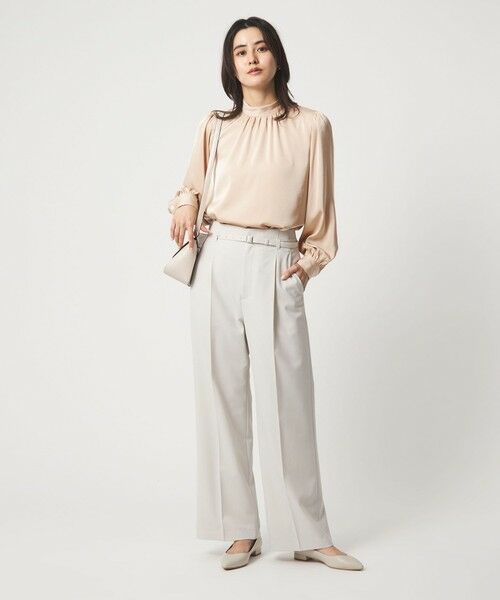 green label relaxing / グリーンレーベル リラクシング シャツ・ブラウス | サテン スタンドネック ギャザー ブラウス | 詳細12