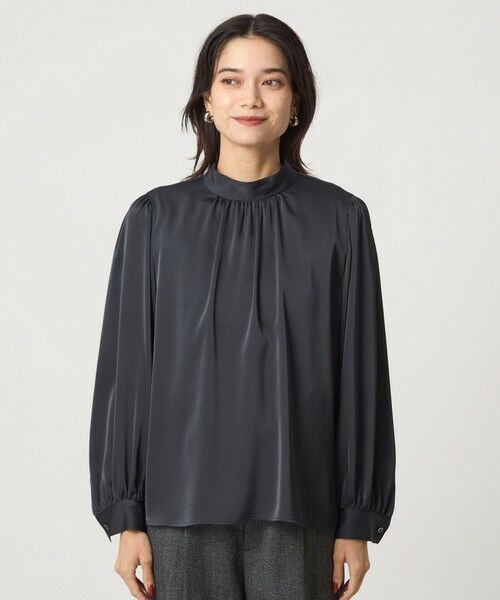 green label relaxing / グリーンレーベル リラクシング シャツ・ブラウス | サテン スタンドネック ギャザー ブラウス | 詳細19