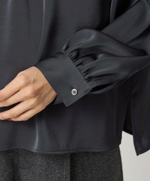 green label relaxing / グリーンレーベル リラクシング シャツ・ブラウス | サテン スタンドネック ギャザー ブラウス | 詳細23