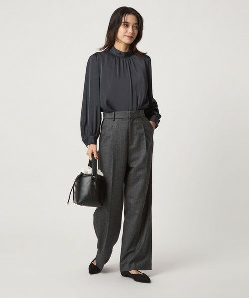 green label relaxing / グリーンレーベル リラクシング シャツ・ブラウス | サテン スタンドネック ギャザー ブラウス | 詳細17