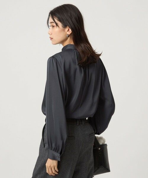 green label relaxing / グリーンレーベル リラクシング シャツ・ブラウス | サテン スタンドネック ギャザー ブラウス | 詳細16