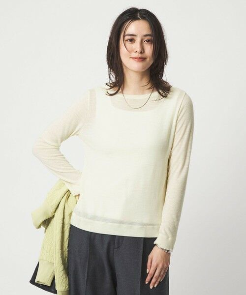 green label relaxing / グリーンレーベル リラクシング カットソー | ウール フライス クルーネック カットソー オフホワイト ウォッシャブル | 詳細1