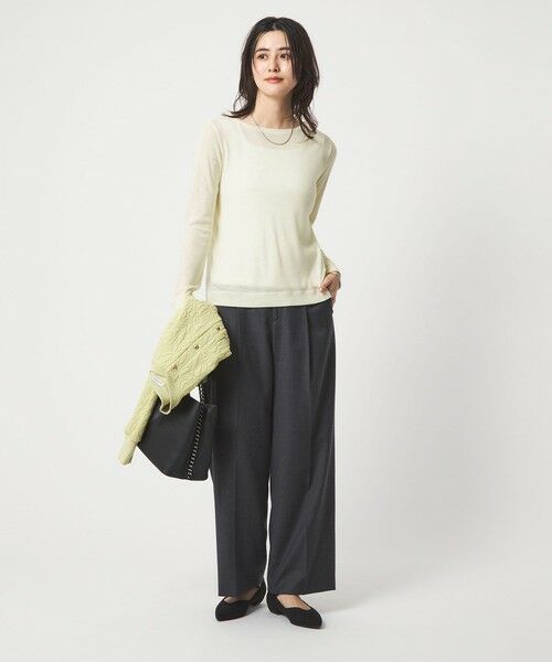 green label relaxing / グリーンレーベル リラクシング カットソー | ウール フライス クルーネック カットソー オフホワイト ウォッシャブル | 詳細2