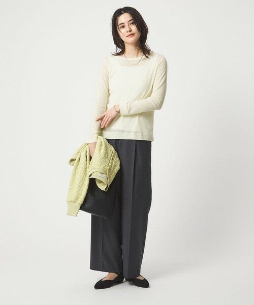 green label relaxing / グリーンレーベル リラクシング カットソー | ウール フライス クルーネック カットソー オフホワイト ウォッシャブル | 詳細3