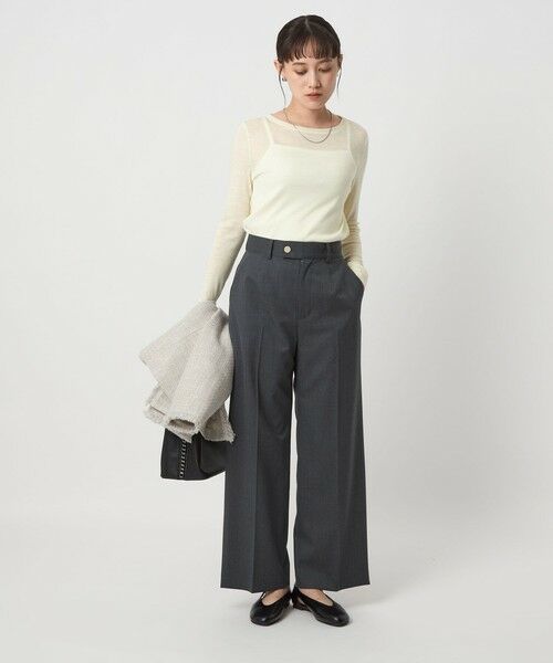 green label relaxing / グリーンレーベル リラクシング カットソー | ウール フライス クルーネック カットソー オフホワイト ウォッシャブル | 詳細4