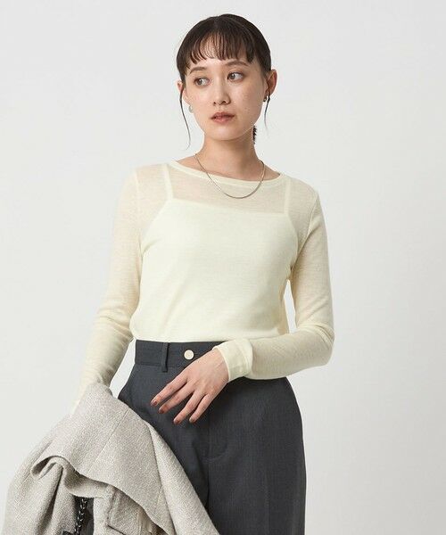 green label relaxing / グリーンレーベル リラクシング カットソー | ウール フライス クルーネック カットソー オフホワイト ウォッシャブル | 詳細5