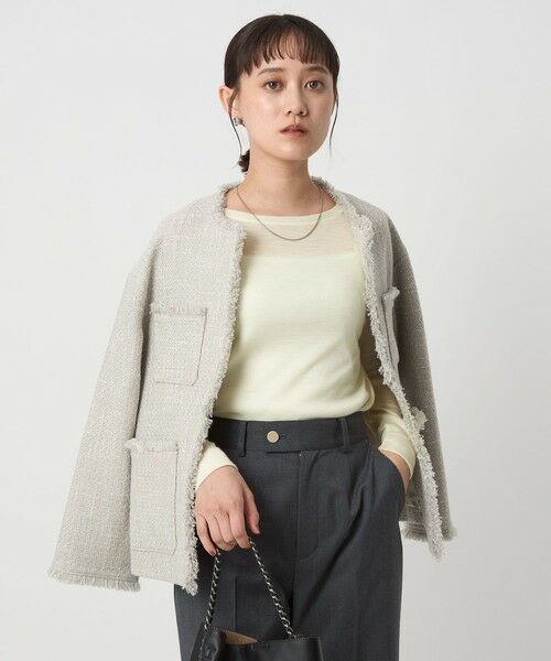 green label relaxing / グリーンレーベル リラクシング カットソー | ウール フライス クルーネック カットソー オフホワイト ウォッシャブル | 詳細6