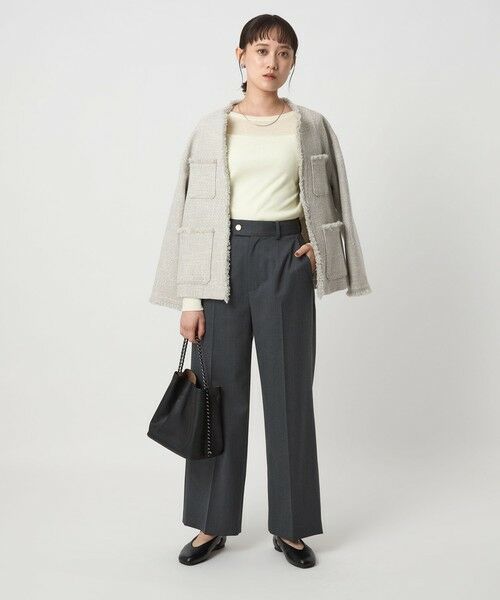 green label relaxing / グリーンレーベル リラクシング カットソー | ウール フライス クルーネック カットソー オフホワイト ウォッシャブル | 詳細7