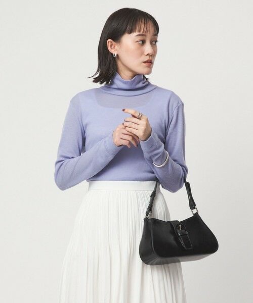 green label relaxing / グリーンレーベル リラクシング カットソー | ウール フライス タートルネック カットソー オフホワイト ライトブルー ウォッシャブル | 詳細10