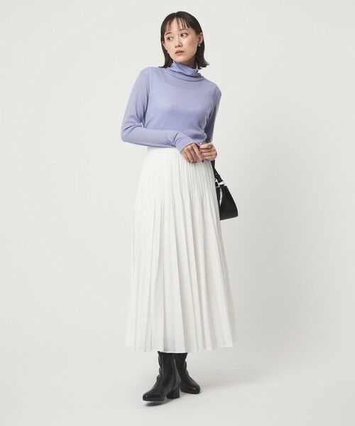 green label relaxing / グリーンレーベル リラクシング カットソー | ウール フライス タートルネック カットソー オフホワイト ライトブルー ウォッシャブル | 詳細11