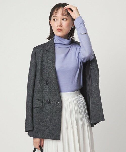 green label relaxing / グリーンレーベル リラクシング カットソー | ウール フライス タートルネック カットソー オフホワイト ライトブルー ウォッシャブル | 詳細13