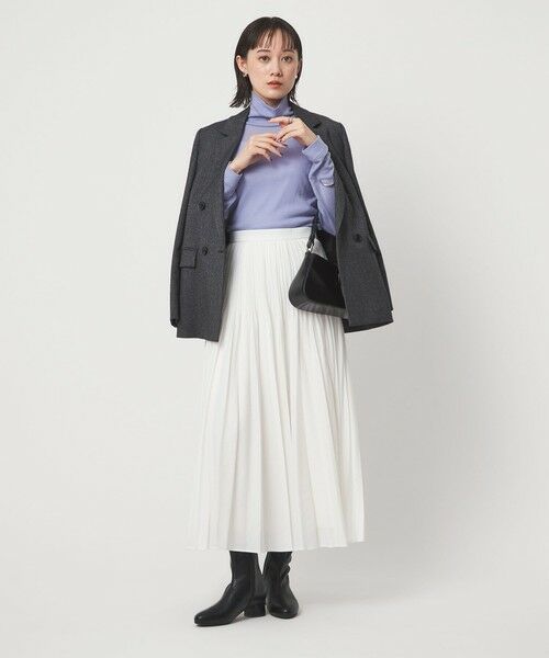 green label relaxing / グリーンレーベル リラクシング カットソー | ウール フライス タートルネック カットソー オフホワイト ライトブルー ウォッシャブル | 詳細14