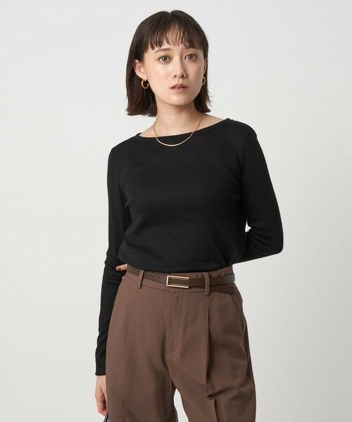 green label relaxing/グリーンレーベル リラクシング ウール フライス クルーネック カットソー ウォッシャブル BLACK FREE green label relaxing/グリーンレーベル リラクシング ウール フライス クルーネック カットソー ウォッシャブル BLACK FREE