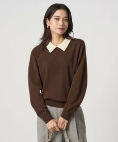 green label relaxing / グリーンレーベル リラクシング ニット・セーター | 襟付き ロングスリーブ プルオーバー ニット ウォッシャブル