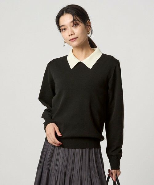 green label relaxing / グリーンレーベル リラクシング ニット・セーター | 襟付き ロングスリーブ プルオーバー ニット ウォッシャブル | 詳細1