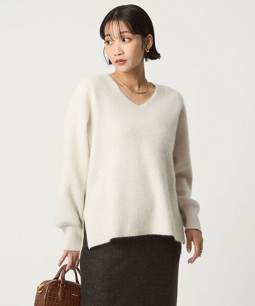 green label relaxing / グリーンレーベル リラクシング ニット・セーター | FOXブレンド フォルム Vネック ニット プルオーバー | 詳細6
