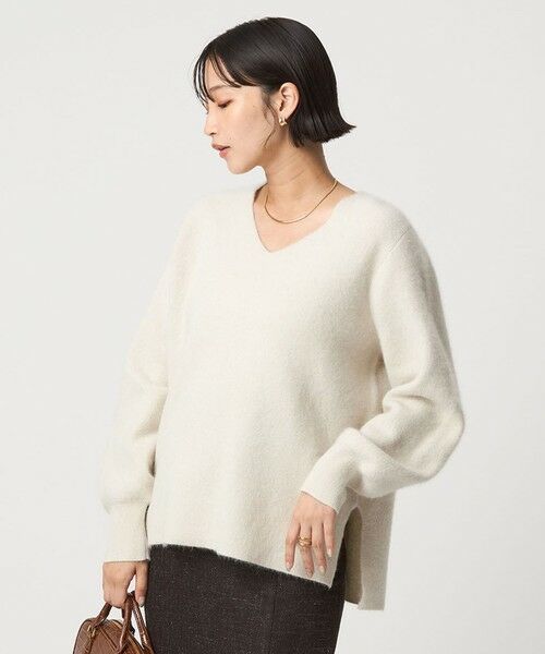 green label relaxing / グリーンレーベル リラクシング ニット・セーター | FOXブレンド フォルム Vネック ニット プルオーバー | 詳細7