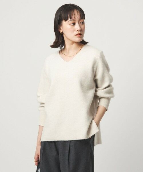 green label relaxing / グリーンレーベル リラクシング ニット・セーター | FOXブレンド フォルム Vネック ニット プルオーバー | 詳細7