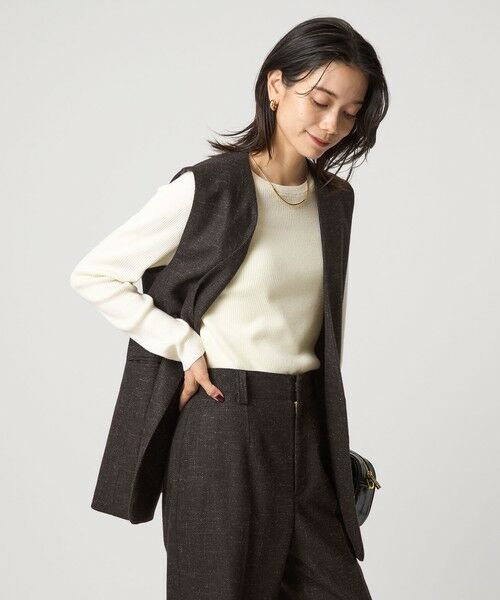 green label relaxing / グリーンレーベル リラクシング ニット・セーター | ウール リブ クルーネック ニット プルオーバー ウォッシャブル | 詳細1