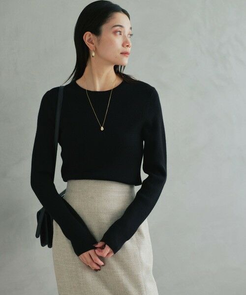 green label relaxing / グリーンレーベル リラクシング ニット・セーター | ウール リブ クルーネック ニット プルオーバー ウォッシャブル | 詳細4