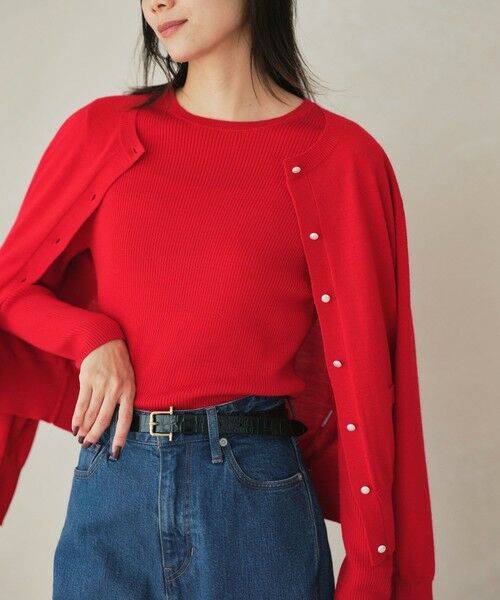 green label relaxing / グリーンレーベル リラクシング ニット・セーター | ウール リブ クルーネック ニット プルオーバー ウォッシャブル | 詳細15