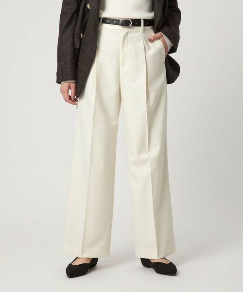 green label relaxing/グリーンレーベル リラクシング ［size SHORT/TALLあり］キチントボトムス サキソニー ワイド パンツ OFF WHITE S(36)