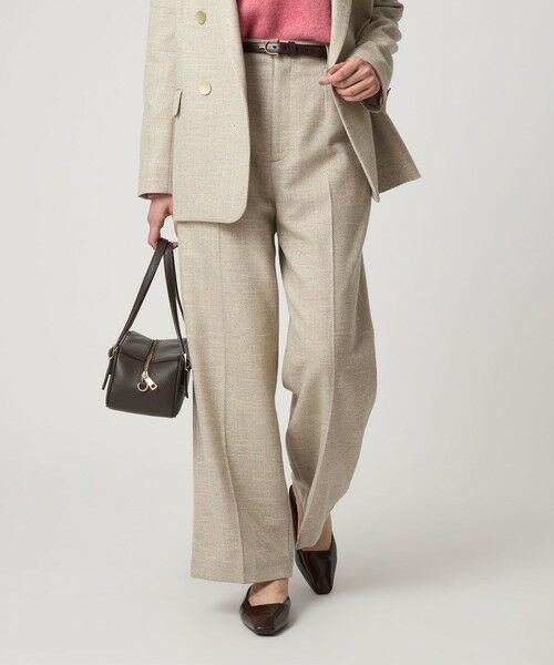 green label relaxing/グリーンレーベル リラクシング ［size SHORT/TALLあり］スラブ ワイド ストレート パンツ NATURAL S(36)