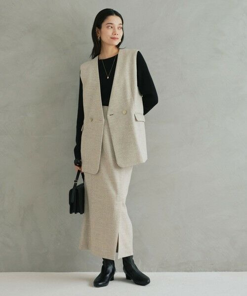 green label relaxing / グリーンレーベル リラクシング ロング・マキシ丈スカート | ［size SHORTあり］スラブ サイド スリット タイト スカート | 詳細1