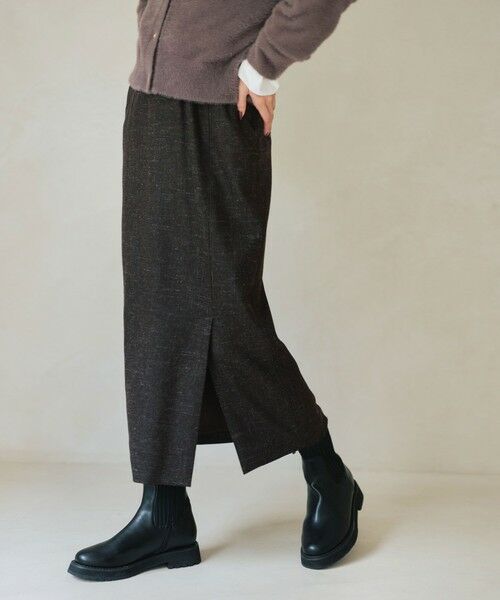 green label relaxing/グリーンレーベル リラクシング ［size SHORTあり］スラブ サイド スリット タイト スカート DK. BROWN S(36)