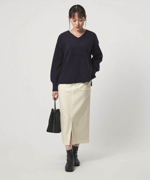 green label relaxing / グリーンレーベル リラクシング ロング・マキシ丈スカート | ［size SHORT/TALLあり］キチントボトムス サキソニー Iライン スリム スカート | 詳細3