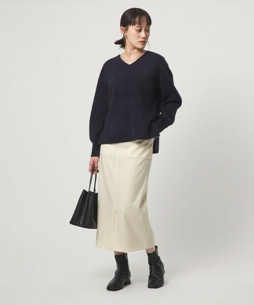 green label relaxing / グリーンレーベル リラクシング ロング・マキシ丈スカート | ［size SHORT/TALLあり］キチントボトムス サキソニー Iライン スリム スカート | 詳細4