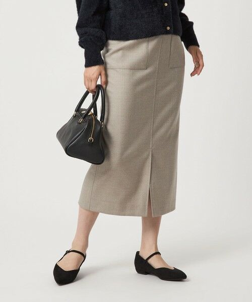 green label relaxing/グリーンレーベル リラクシング ［size SHORT/TALLあり］キチントボトムス サキソニー Iライン スリム スカート BEIGE M-L(TALL-38)