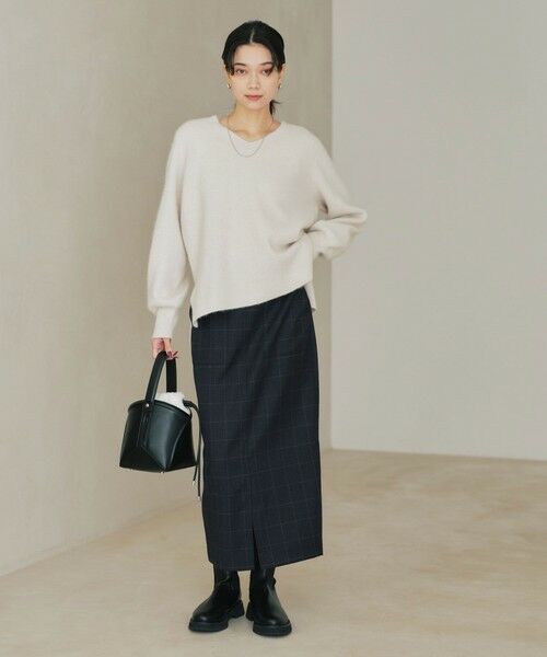 green label relaxing / グリーンレーベル リラクシング ロング・マキシ丈スカート | ［size SHORT/TALLあり］キチントボトムス サキソニー Iライン スリム スカート | 詳細14