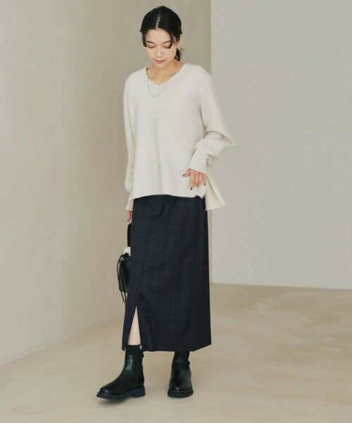 green label relaxing / グリーンレーベル リラクシング ロング・マキシ丈スカート | ［size SHORT/TALLあり］キチントボトムス サキソニー Iライン スリム スカート | 詳細15