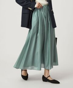 green label relaxing / グリーンレーベル リラクシング ロング・マキシ丈スカート | ［size SHORTあり］チンツシアー ギャザー スカート