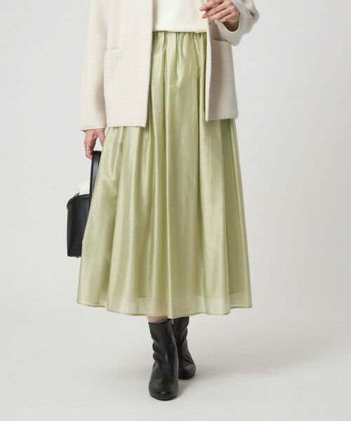 green label relaxing/グリーンレーベル リラクシング ［size SHORTあり］チンツシアー ギャザー スカート LIME FREE