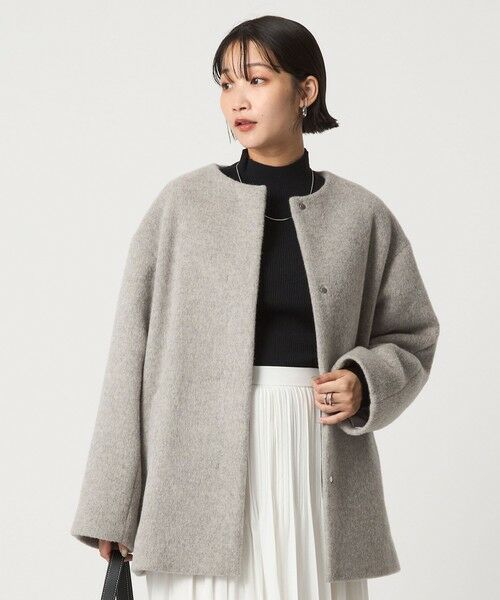 green label relaxing / グリーンレーベル リラクシング その他アウター | ［size SHORTあり］アンゴラビーバー ノーカラー ミドル コート | 詳細2