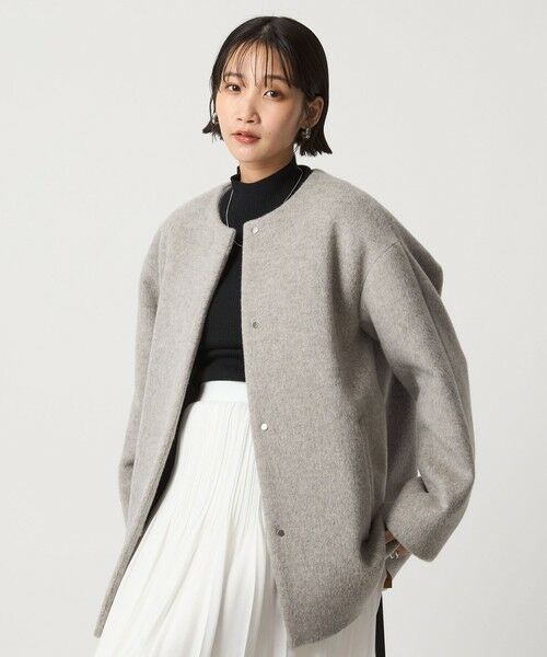green label relaxing / グリーンレーベル リラクシング その他アウター | ［size SHORTあり］アンゴラビーバー ノーカラー ミドル コート | 詳細4