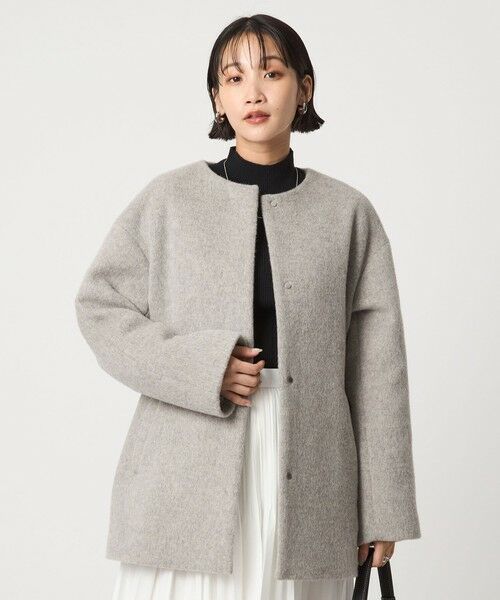 green label relaxing / グリーンレーベル リラクシング その他アウター | ［size SHORTあり］アンゴラビーバー ノーカラー ミドル コート | 詳細1