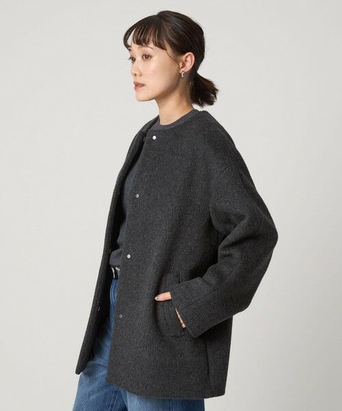 green label relaxing / グリーンレーベル リラクシング その他アウター | ［size SHORTあり］アンゴラビーバー ノーカラー ミドル コート | 詳細14